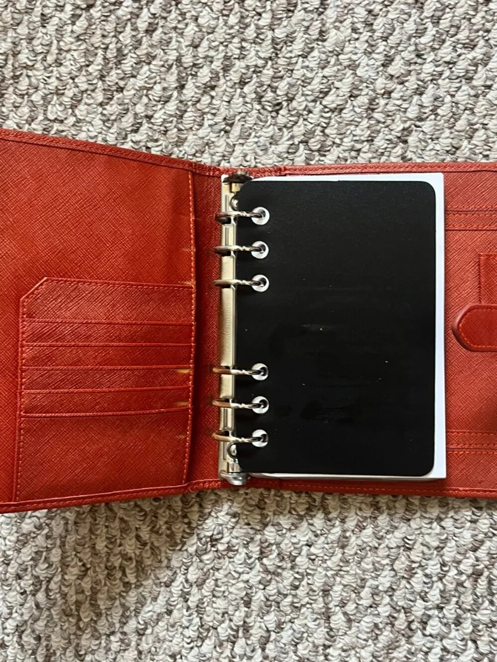 Franklin Covey 6 Ring Leather Organizer Planner Classic size Burgundy pen loop